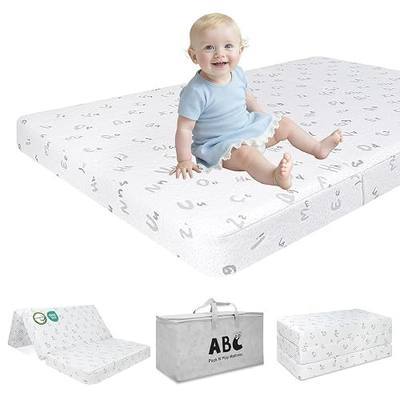 Pack and Play Mattress Trifold- 38"x26" Pack N Play Mattress Pad with Breathable Removable Cover - High Density Foam Foldable Travel Baby Crib Mattresses