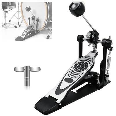 Single Bass Drum Pedal,Chain Drive Kick Pedal with Adjustable Beater | Heavy Duty Metal Foot Pedal with Adjustable Spring Tension, Non-Slip Base Compatible with Acoustic & Electronic Drum Kits