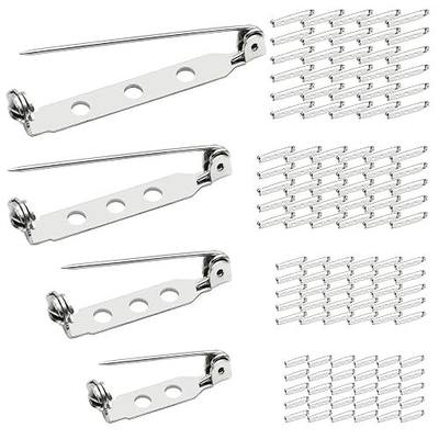 120Pcs Brooch Pin Back,4-Size Metal Bar Pin Back for Crafts 20-38mm Badge Pin Backs with Holes,Silver Brooch Clasp Pin for Name Tag,DIY Crafts,Jewelry Making,Corsage