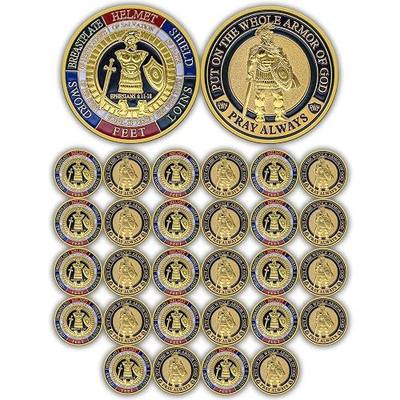 30Pcs Armor of God Coin - 0.12 Inch Thick Double-Sided Religious Prayer Coin - Exquisite Christian Gift - Perfect for Christian Churches and Schools (Style-8)