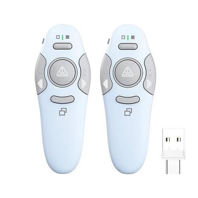 QUI 2 Pack Wireless Presenter PowerPoint Clicker, USB A&C, Blue | RF 2.4G USB Presentation Clicker,Support PowerPoint, Google Slides, Keynote, Compatible with Windows & Mac