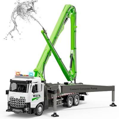 Cement Concrete Pump Truck Toy - Extendable Concrete Boom Pump Construction Trucks Site Playset Building Water Spray Todder Kids Age 3 4 5 6 7 8 Year Old Boy Birthday Christmas Vehicles Education Gift