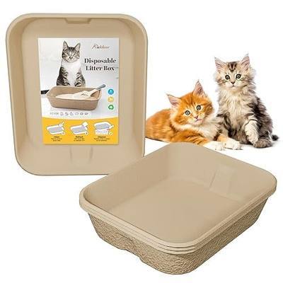 4 Pack Disposable Cat Litter Boxes, Durable Leak-Proof Cardboard Kitty Litter Trays for Temporary Use, Litter Box Liners & Travel, Ideal for Picky Cats