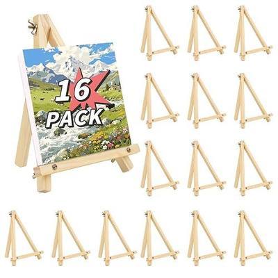 16 Pack 9 Inch Easel for Painting, Wooden Easel Stand Canvas Stand | Smooth Wood, Folds Flat for Storage, for Canvases, Photos, Signs, Weddings, Classrooms, Home Décor