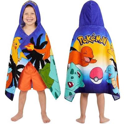 Get Trend Pokemon Bath Towels with Hood for Boys, 49”x30”, One Size Soft and Absorbent Hooded Cotton Beach Towel Wrap, Swimming Pool Poncho, Travel for Boys (Multi Pokemon)
