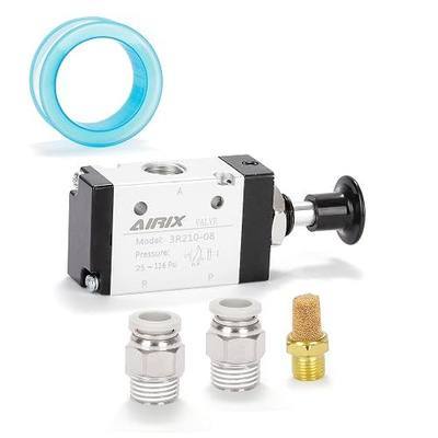 1/4" NPT Manual Control Valve 3R210-08, 3-Port 2-Position Hand Valve | 25-116 psi Hand Push Pull Lever Valve; Direct Acting for Single-Acting Cylinder