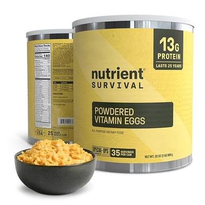 Nutrient Survival Whole Egg Powder 70 Cage Free Eggs | 13g Protein, Gluten Free, Soy Free, Made in USA, for Baking, Camping, Healthy Breakfast