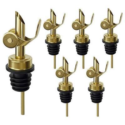 6 Pcs Auto Flip Liquor & Oil Pour Spout, 304 Stainless Steel Dispenser Spout for Olive Oil, Alcohol, Wine, Vinegar, Home & Bar Essential Tools, Gold
