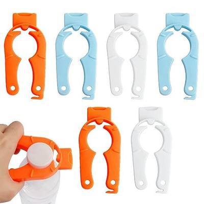 6-Pack Plastic Bottle Cap Opener, 3-in-1 Multi-Purpose Gripper Water Bottle Opener for Arthritic Hands, Easy-Twist Jar Opener Tool for Kitchen, Camping & Outdoor Use (Orange, Blue, White)