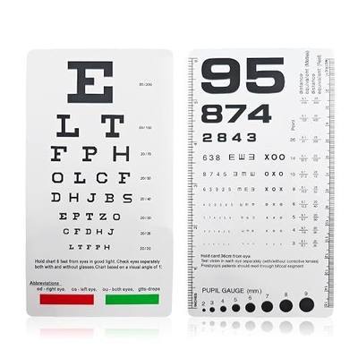 Pocket Eye Chart Dual Sided Snellen & Rosenbaum Vision Tester for Home, Office, School Use(2 Pack)