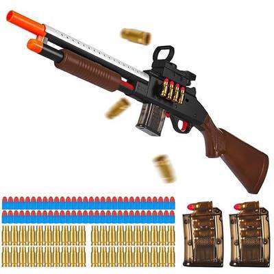 Pump-Action Toy Shotgun,Shell Ejecting Sniper Rifle Toy Gun,Foam Dart Blaster with 60 Soft Bullets,40 Shells,2 Magazines