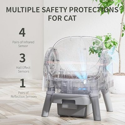 Automatic Cat Litter Box, Self Cleaning Litter Box Suitable for Multiple Cats, Quiet Operation with Safety Sensors, Large Waste Capacity and Easy Access Design, Charcoal Gray
