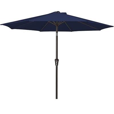 MEWAY 9ft Patio Umbrella Outdoor Table Umbrellas with Push Button Tilt and Crank, Market Umbrella 8 Sturdy Ribs for Deck, Garden, Pool and Backyard, Navy