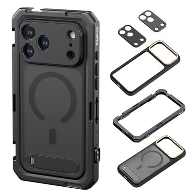 SMALLRIG Mobile Video Cage for iPhone 17 Pro Max, Flagship Edition | with Phone Case/TPU Soft Frame/T-Mount/ 17mm Threaded Lens Backplate, for Videography Recording Vlog