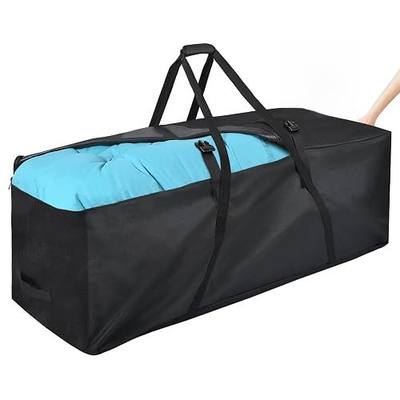 FAMIROSA Large Outdoor Cushion Storage Bag 60in (152 Gallon), Upgraded Wide-Opening 600D Oxford Water-Resistant Patio Furniture Cushion Storage Bags with Protective Zipper and Padded Handle, Black