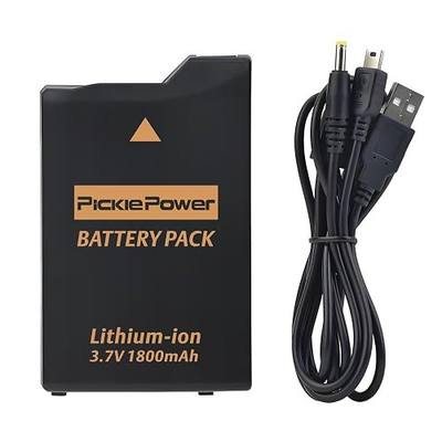 Pickle Power 1800mAh PSP Battery and Charger Cable for Sony PSP-1000 PSP-110 (1001, 1002, 1003, 1004, 1005, 1006, 1007, 1008, 1010), PSP Fat Console