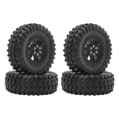 RC Tires & Wheels Set, 70x25mm Soft Rubber Tires with Foam Inserts, 5mm HexPlastic Beadlock Rims for 1/12 MN D90/D91/MN98/MN99S & 1/16 WPL C14/C24/C54/C64/C74/B16/B36 (B;Black)