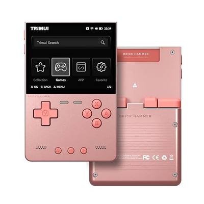 TRIMUI Brick Hammer Retro Handheld Game Console – Metal CNC Aluminum Alloy Body, 3.2" IPS Screen, 8GB Storage, Expandable to 1TB, Built-in 3000mAh Battery (Pink-No Card)