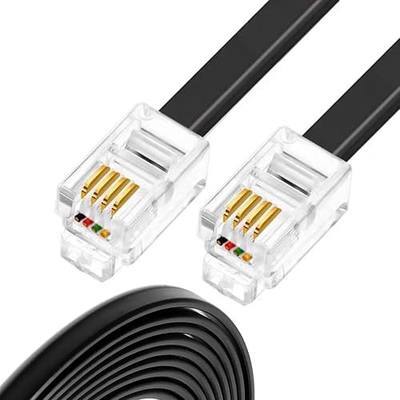 15ft Telephone Cord, Extra Long Phone Cable with RJ11 Modular Plugs, Compatible with Home Office Phone, Modem, Fax Machine, DSL Line, Black