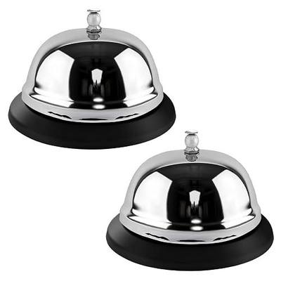 Call Bell for Desk - 2 Pack 3.3 Inch Service Bell, Gleaming Silver Anti-Rust Metal Construction for Hotel Counter/Office Reception, School Restaurant Hospital Warehouse Use