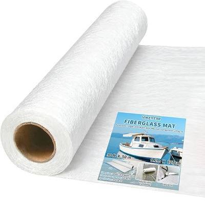 Fiberglass Mat 50 in x 30 ft, 125 Sq. Ft Fiberglass Chopped Strand Mat | Resin & Epoxy Compatible, Boat Marine Roofing Repair Fiber Glasses Sheet Roll Package 1 oz/1 Sq. Ft