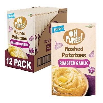 OH PURÉE! Roasted Garlic Mashed Potatoes, 4-servings, 3.6oz (Pack of 12) Gluten Free; Dairy Kosher; Vegetarian; No Artificial Flavors; No Artificial Colors; Made with 100% REAL Idaho Potatoes