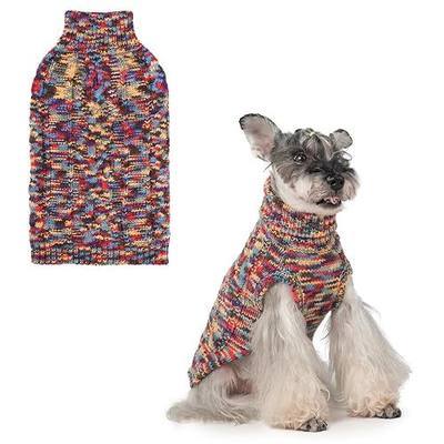 BEAUTYZOO Small Dog Sweater -Turtleneck Pullover Classic Cable Knit Fuzzy Winter Coat Dog Cold Weather Clothes for Small Medium Dogs Puppy Girl Boys(Multi-Black, SM)