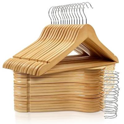 30 Pack Wooden Hangers, Solid Wood Coat Hanger with 360 Swivel Hook, Smooth Finish 17.5 Inch Clothes Hanger with Shoulder Groove for Shirts, Pants, Suits, Jackets, Dresses, Sweaters, Natural