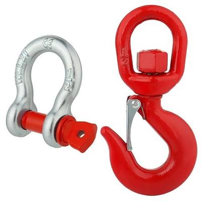 2 Ton Swivel Lifting Hook with 1/2" D Ring Shackles Heavy Duty | Alloy Steel Lifting Hooks for Tow Strap/Winch/Traction Steel Wire/Vehicle Recovery, 4400 Lbs Safety Load Limit
