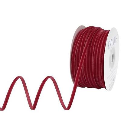 Dark Red Velvet Ribbon 1/8 Inch x 50 Yards, Nylon Vintage Deep Red Velvet Ribbon for Crafts, Gift Wrapping, Christmas Decorations, DIY Crafts, Bow Making, Sewing, Bouquet Packaging, Weddings