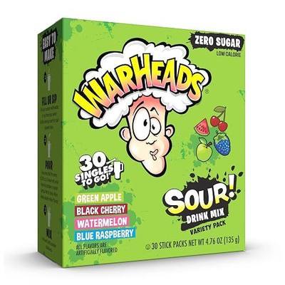 Singles To Go! Warheads Sour Drink Mix Variety Pack, Sugar Free, 30 Ct