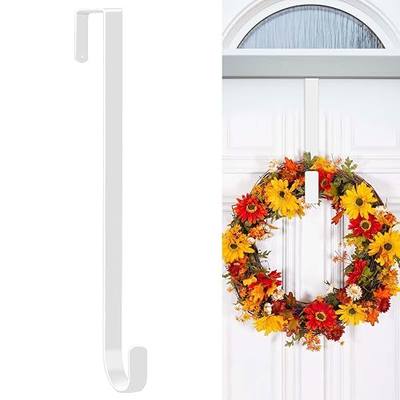 15" Wreath Hangers for Front Door, 1 Pack Over The Door Wreath Hanger Hooks for Hanging Spring Easter Fall Decoration, Door Hangers Suitable for Various Doors (White)
