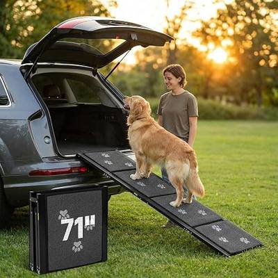 Dog Ramp for Car 71" L x 20" W Portable Ramps with Non-Slip Rug Surface Folding Pet Car Ramp for Truck/SUV & Stairs/Bed, Up to 250 LBS