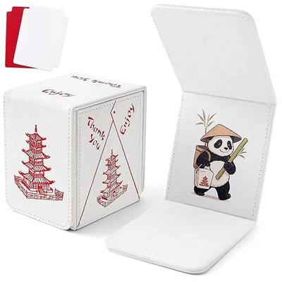 Venssu Chinese Takeout MTG Commander Deck Box, Fits TCG Cards (White&Red) | Holds 130 Single/100 Double-Sleeved Cards, Fit MTG/PTCG/OPTCG Cards, Strong Magnet, PU Leather, With 2 Dividers