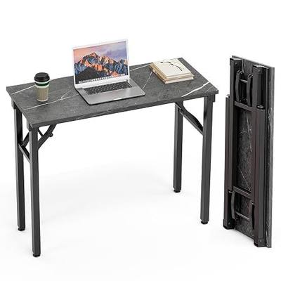 TEMI Small Computer Desk Folding Table - 35.8" Foldable Office Desk, No Assembly, Perfect for Small Spaces in Bedroom, or Apartment, Portable Mini Desk or Study Table Compact Design, Marble Greige