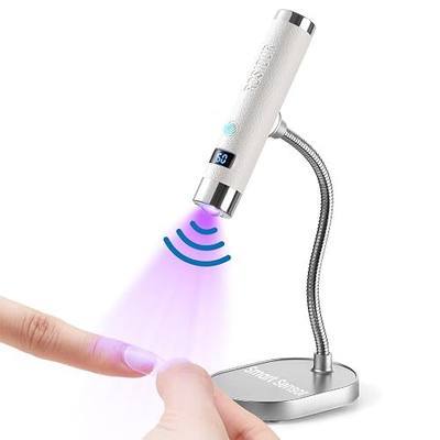 Flash Cure UV Nail Lamp for Gel Nails with Auto Sensor and Magnetic Stand | Handheld & Handsfree Use, Rechargeable, Mini Gooseneck Single Finger Light for Nail Tips, Glue, Rhinestone, Home Salon, White