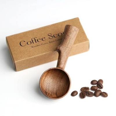 Walnut Coffee Scoop,Wooden Coffee Bean Measuring Spoon,5g Capacity,Natural Wood Coffee Scoop for Tea,Sugar & Powder,Rustic Kitchen Gift for Coffee Lovers