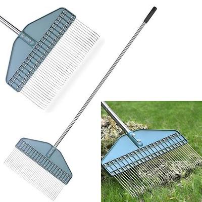 YEELOR Thatch Rake with 66 Inch Adjustable Handle, 17 Inch Wide Durable Dethatcher Rake, Ideal for Garden, Yard and Lawn, Used for Removing Thatch, Pine Needles, Burrs and Acorns