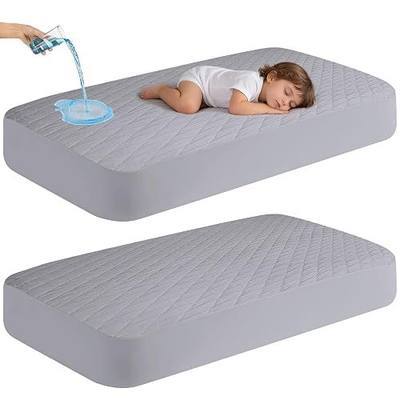 2Pack Waterproof Crib Mattress Protector,Cotton 52X28 Fitted Crib Sheets Crib Mattress Protector Sheets,Soft Toddler Bed Sheets,Washable Infant Fitted Baby Bed Sheets (Gray, 52X28inch)