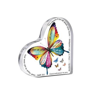 Inspirational Christian Butterfly Acrylic Heart Sign with Bible Verse | Mother's Day, Christmas & Birthday Gifts for Women, Mom, Sister, Daughter, Friend