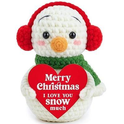 Positive Crochet Snowman Christmas Stocking Stuffers Gift Ideas Decoration | Christmas Gift Basket for Families Husband Dad Mom Men Womens Wife Birthday Appreciation Holiday Gift Boxes Party Tree Decor