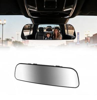 Rear View Mirror, 9.3 Inch Chrome Anti-glare Panoramic Rear Mirrors Universal Convex Car Interior Clip on Extra Big Wide Angle Rearview Mirror Extender to Reduce Blind Spot for Car SUV Truck