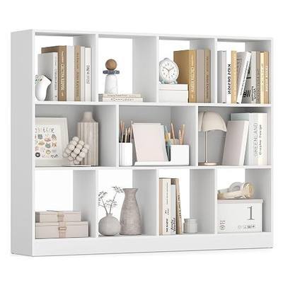 VASAGLE Bookcase Open Storage Shelf, 9.4 x 49.6 x 39.4 Inches | Bookshelf 3-tier book shelf, Cloud White, CUSTOS Collection, ULBC454W01