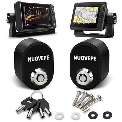 Aluminum Fish Finder Lock 2 Pack, Oval Fishing Graph Security Hardware for Gimbal Mount, Anti-Theft Marine GPS Unit Protection Compatible with Garmin, Lowrance, Humminbird (Black)