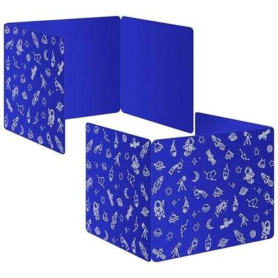 Blue 2-Pack Desk Dividers for Students, Space Style Plastic Study Carrel Divider, Durable Testing Dividers for Classroom Teacher Supplies, Easy to Clean Privacy Shield Folder Boards for Student Desk