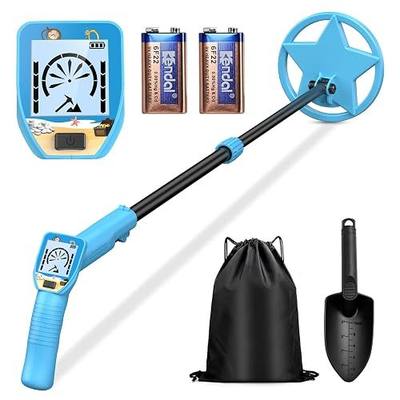 Metal Detector for Kids, Lightweight & Adjustable 24.5”-33.5” Kids Metal Detector with 6.5’’ Waterproof Search Coil & LCD Display, Boys Girls Gift for Treasure Hunting (Blue-1)