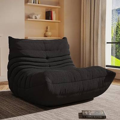 Giant Bean Bag Chair for Adults,Comfy Lazy Fireside Accent Chair with Memory Foam,Cozy Single Floor Sofa Couch Boneless Chaise Lounge for Living Room Bedroom Gaming Room(Black,1Seater)