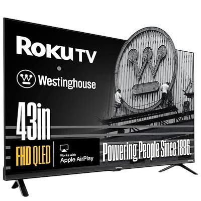 Westinghouse Roku TV - 43 Inch Smart TV, FHD QLED Television w/Dolby Digital+, Wi-Fi & Mobile App Connectivity, Flat Screen, Bluetooth, Compatible w/Apple AirPlay, Alexa, & Google Assistant