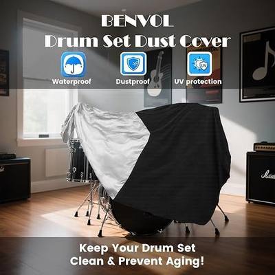 BENVOL Drum Set Dust Cover - Waterproof 420D Oxford Fabric with UV Protection & Drawstring, Extra Large 78x106 Inches for Drum Kit Protection, Stage & Storage Use