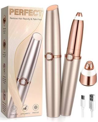 Eyebrow Trimmer for Women, Eyebrow Razor: Rechargeable Eyebrow Hair Remover with 2 Replacement Heads & LED Light, Electric Painless Eye Brow Shaver Facial Hair Removal Device for Eyebrows/Lips/Face